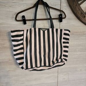 Victoria's Secret Baby Pink and Black Striped Tote